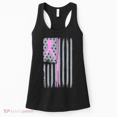Pink Thin Line Breast Cancer Flag Women's Tank Top