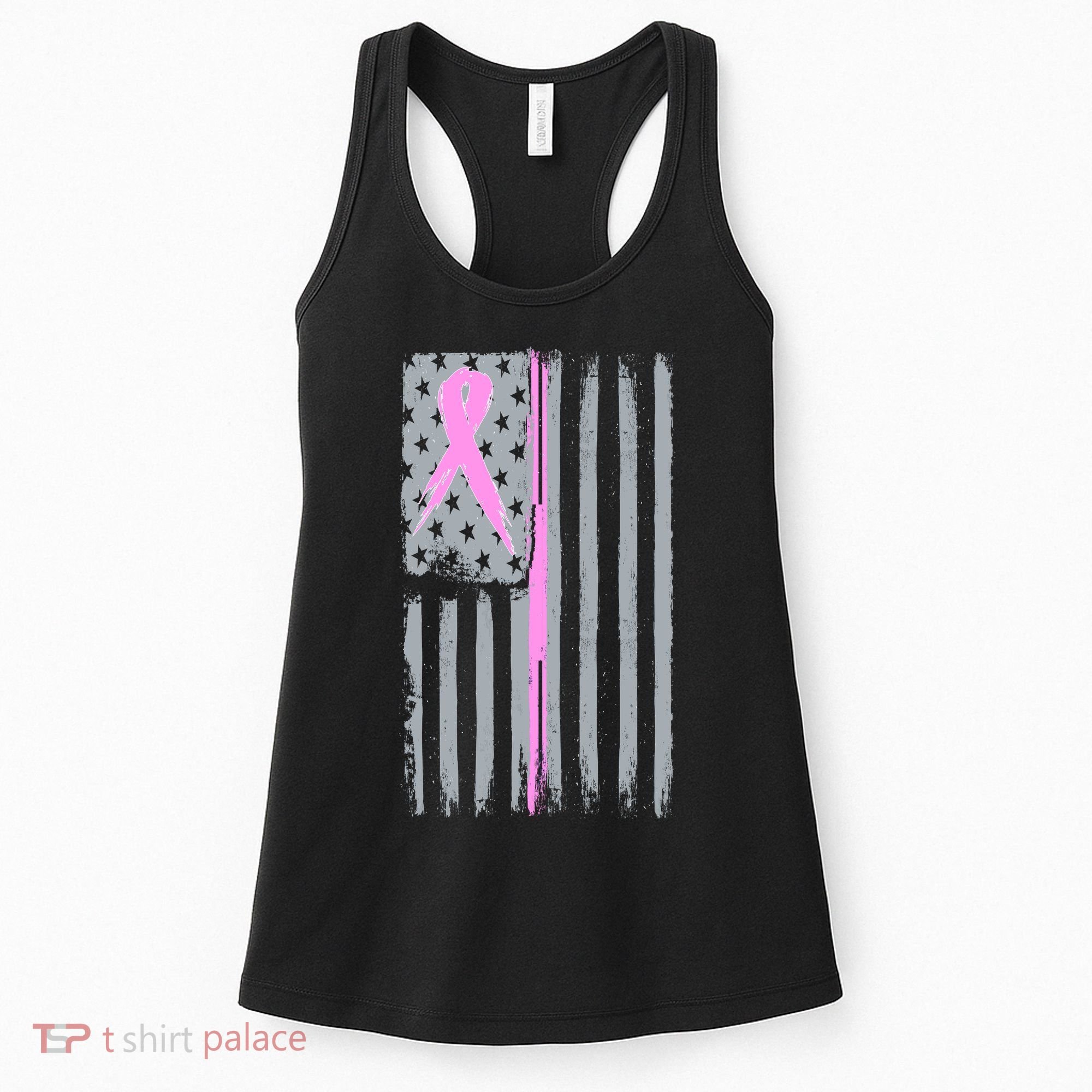 Pink Thin Line Breast Cancer Flag Women's Tank Top