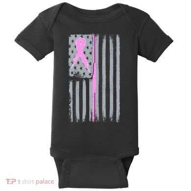 Pink Thin Line Breast Cancer Flag Baby Bodysuit