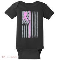 Pink Thin Line Breast Cancer Flag Baby Bodysuit thumb 0