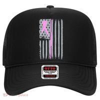 Pink Thin Line Breast Cancer Flag Hat thumb 0