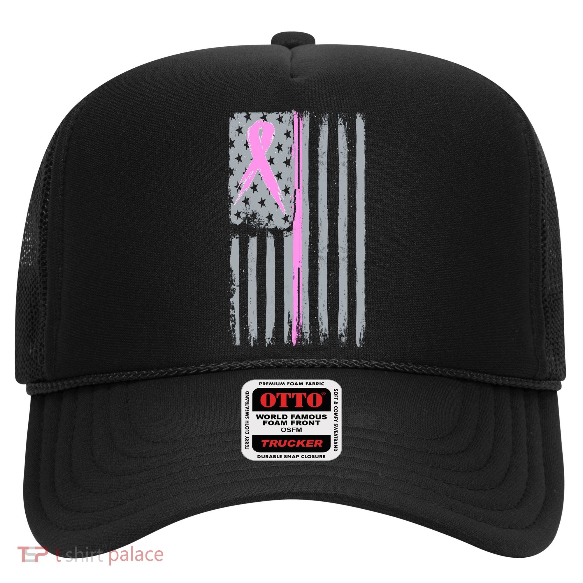 Pink Thin Line Breast Cancer Flag Hat