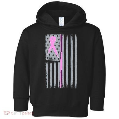 Pink Thin Line Breast Cancer Flag Toddler Hoodie