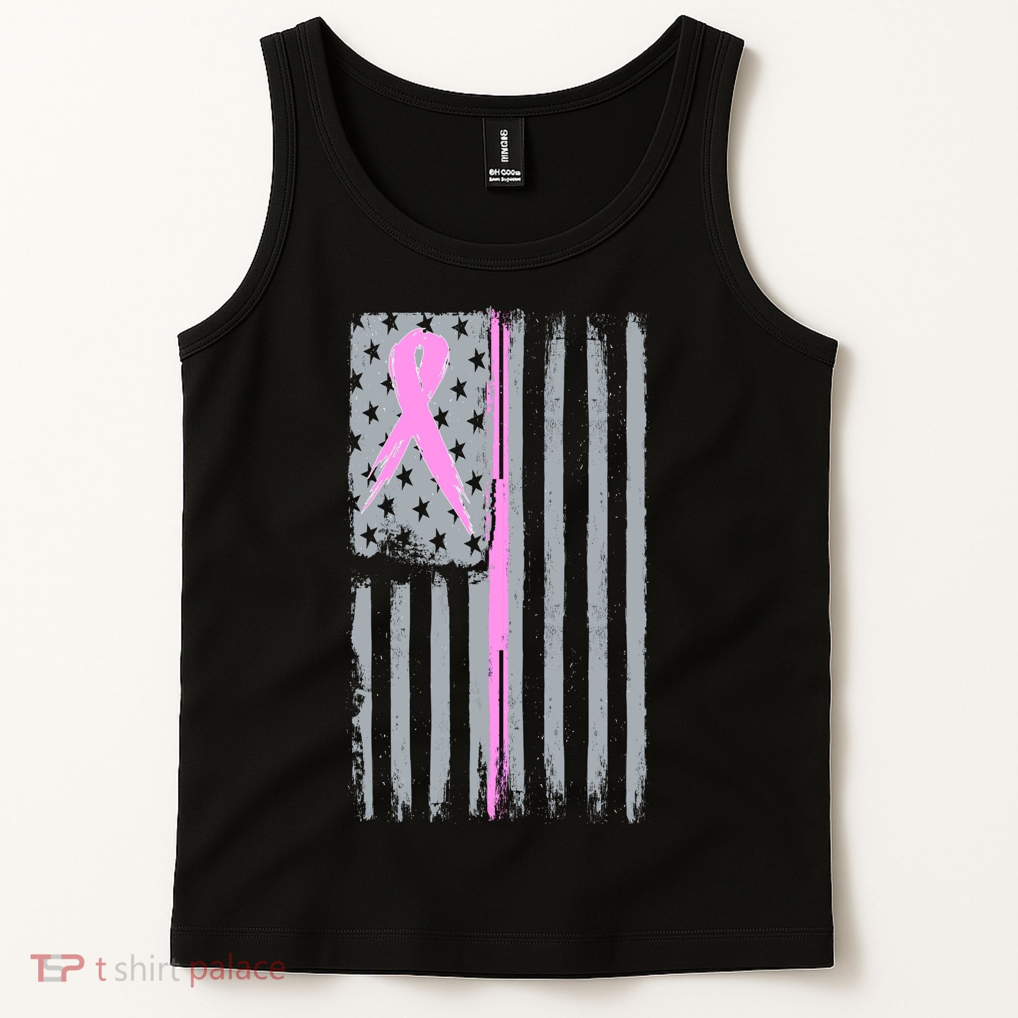 Pink Thin Line Breast Cancer Flag Tank Top