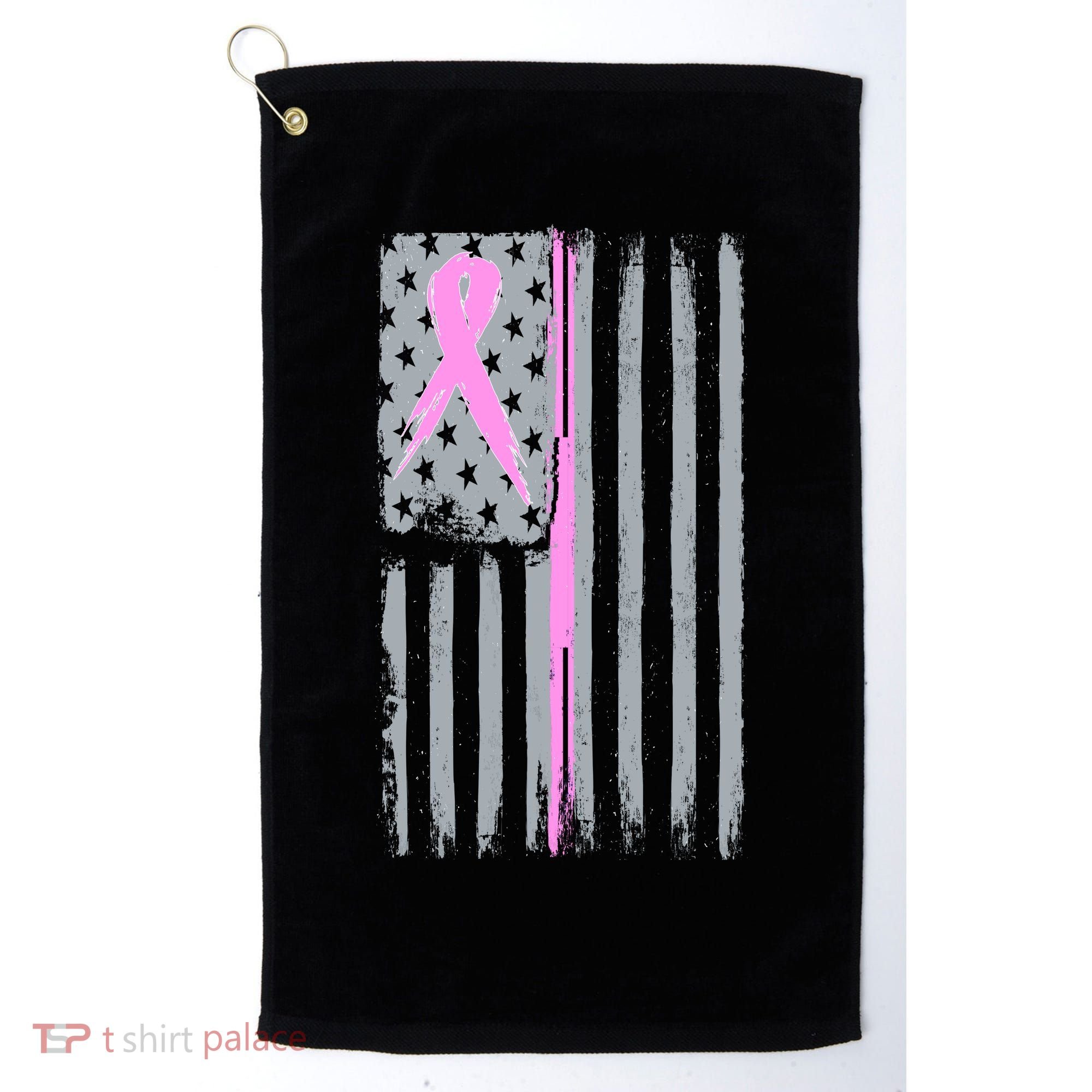 Pink Thin Line Breast Cancer Flag Golf Towel