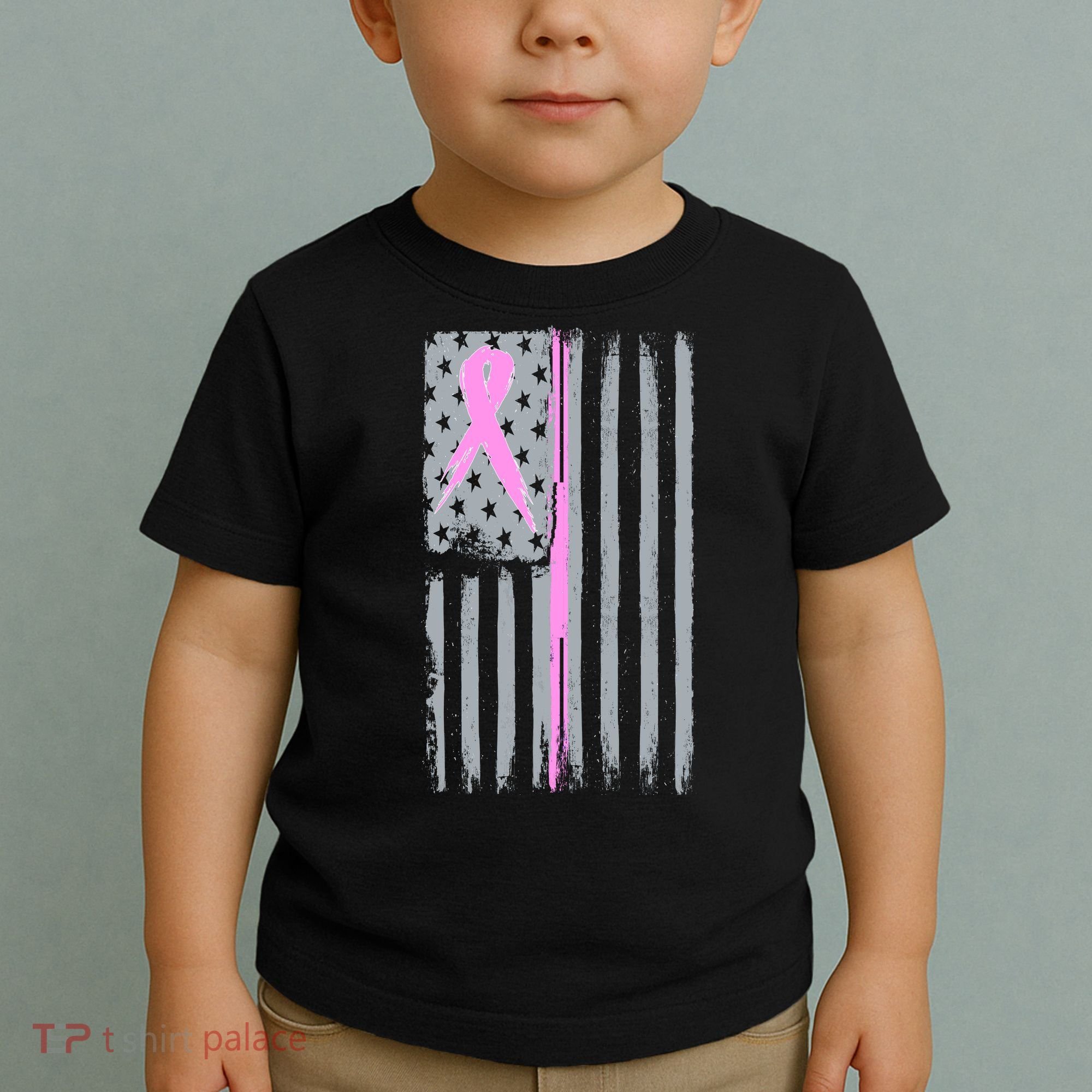 Pink Thin Line Breast Cancer Flag Toddler T-Shirt
