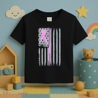 Pink Thin Line Breast Cancer Flag Toddler T-Shirt thumb 3