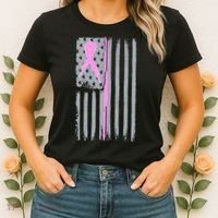Pink Thin Line Breast Cancer Flag Women's T-Shirt thumb 2