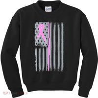 Pink Thin Line Breast Cancer Flag Kids Sweatshirt thumb 0