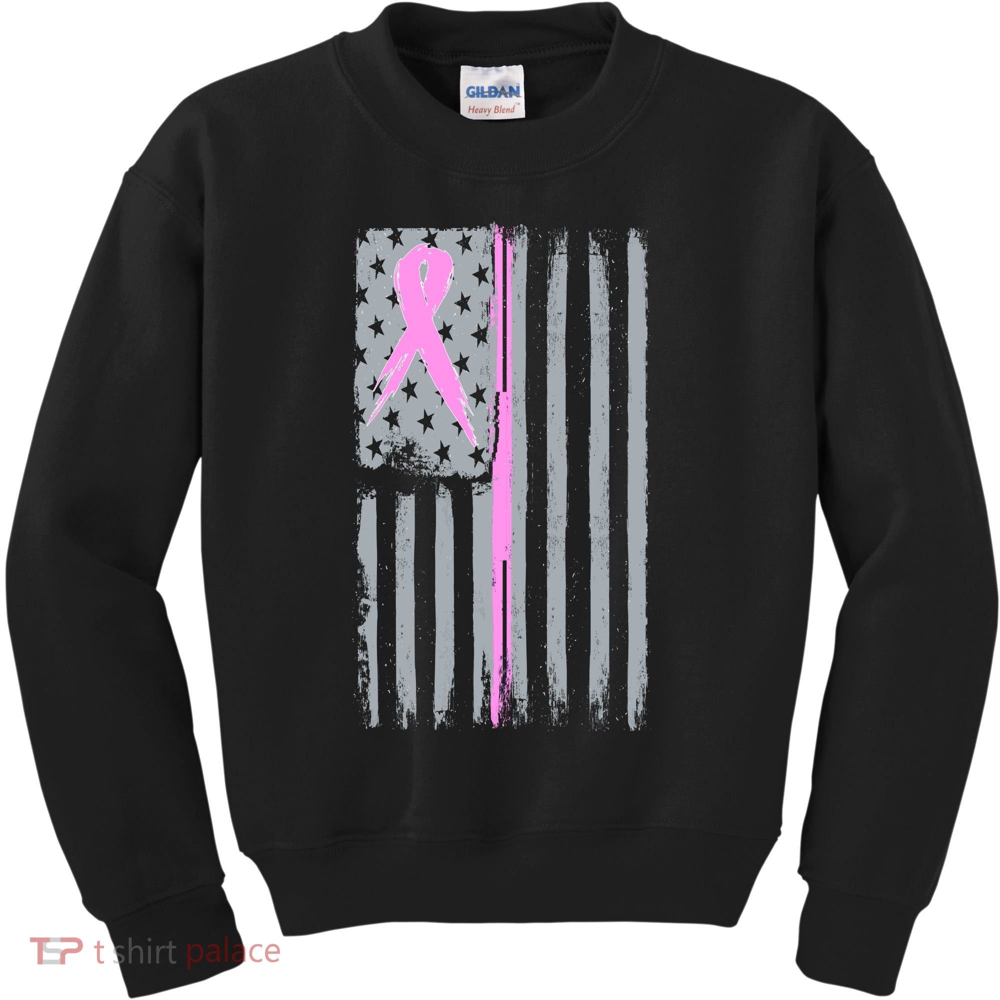 Pink Thin Line Breast Cancer Flag Kids Sweatshirt