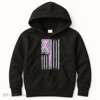Pink Thin Line Breast Cancer Flag Kids Hoodie thumb 0