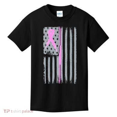 Pink Thin Line Breast Cancer Flag Kids T-Shirt
