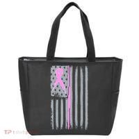 Pink Thin Line Breast Cancer Flag Tote Bag thumb 0