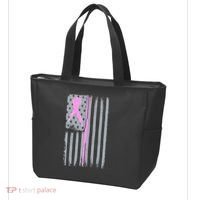 Pink Thin Line Breast Cancer Flag Tote Bag thumb 3