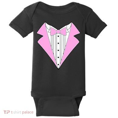 Pink Tux Party Tuxedo Baby Bodysuit