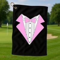 Pink Tux Party Tuxedo Golf Towel thumb 1