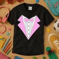 Pink Tux Party Tuxedo Kids T-Shirt thumb 3