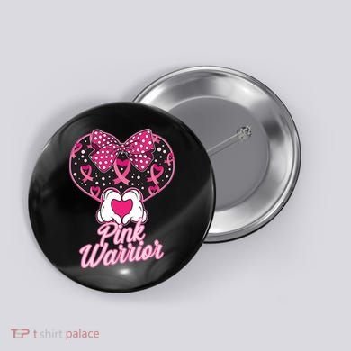 Pink Warrior Breast Cancer Awareness Button