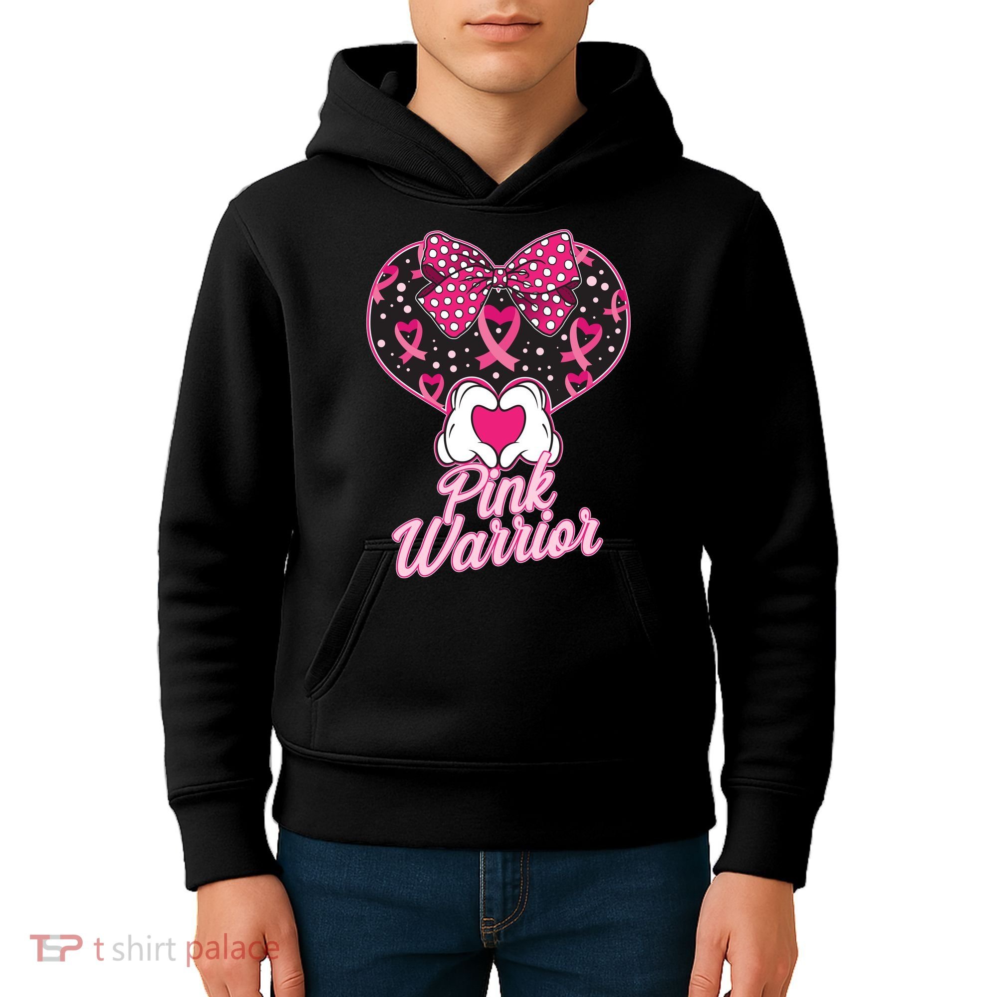 Pink Warrior Breast Cancer Awareness Kids Hoodie