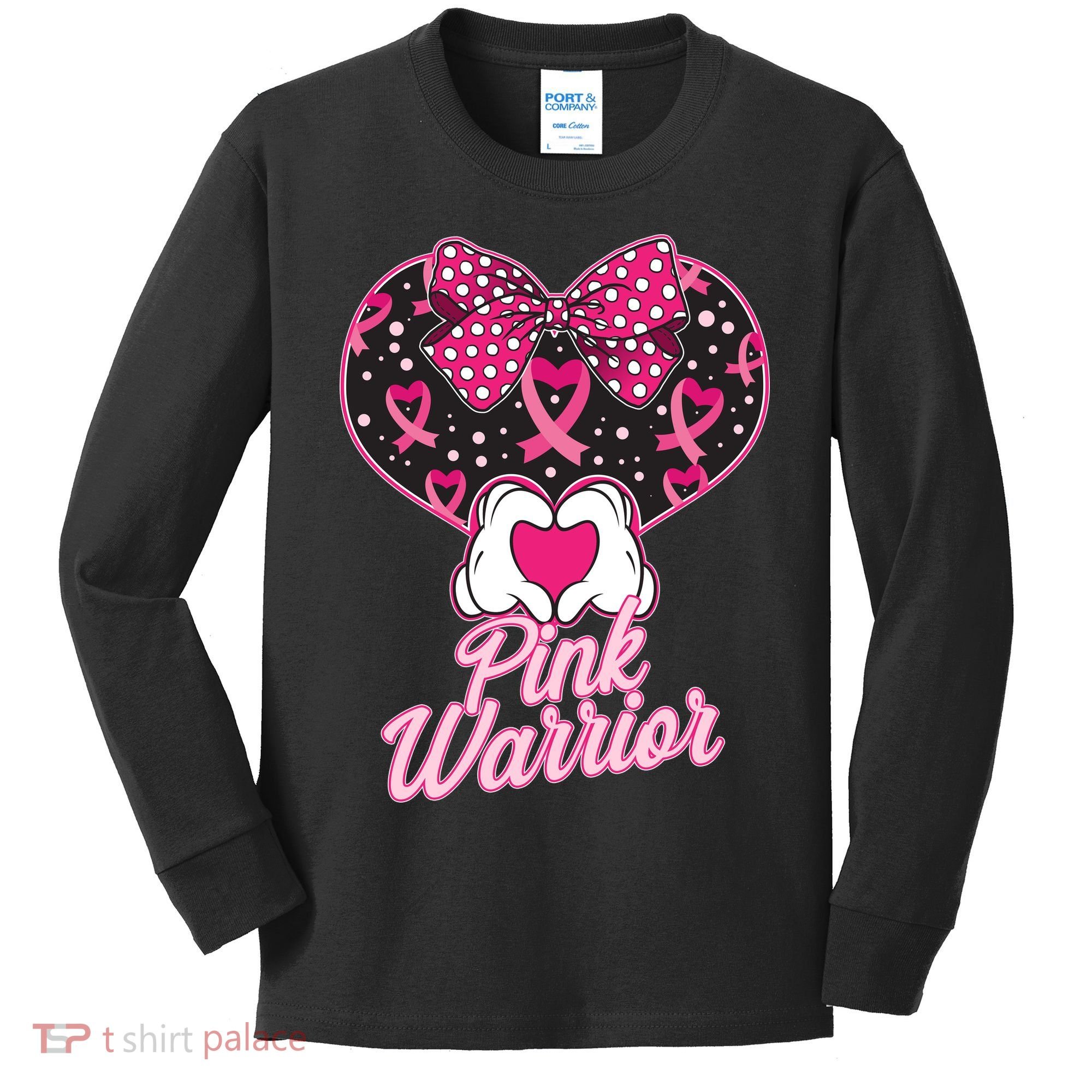 Pink Warrior Breast Cancer Awareness Kids Long Sleeve Shirt