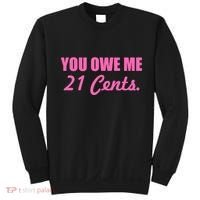 Pink You Owe Me 21 Cents. Feminists Sweatshirt thumb 0