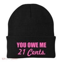 Pink You Owe Me 21 Cents. Feminists Beanie thumb 0