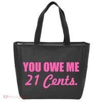 Pink You Owe Me 21 Cents. Feminists Tote Bag thumb 0