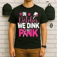 Pickleball In October We Dink In Pink Breast Cancer T-Shirt thumb 6