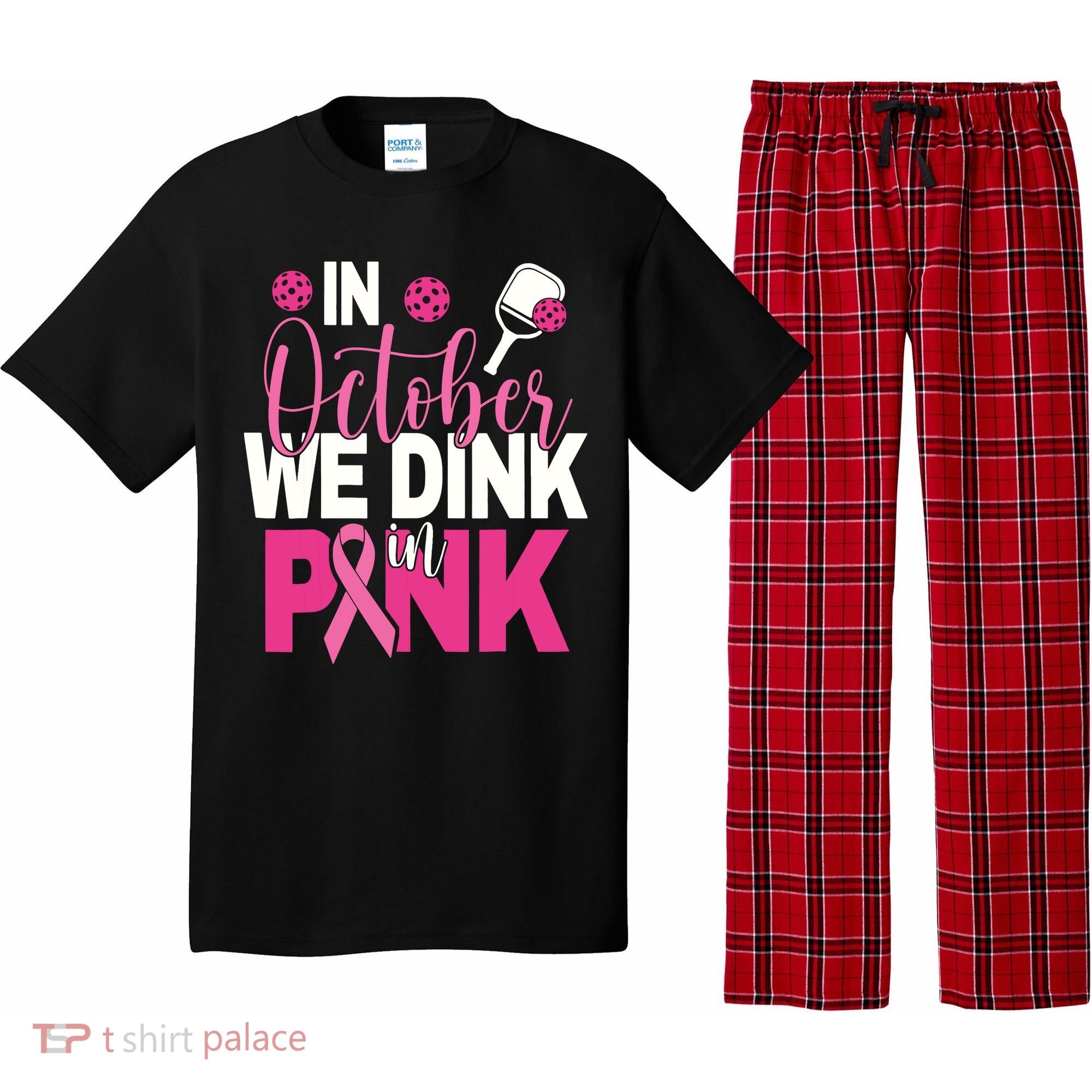 Pickleball In October We Dink In Pink Breast Cancer Pajama Set