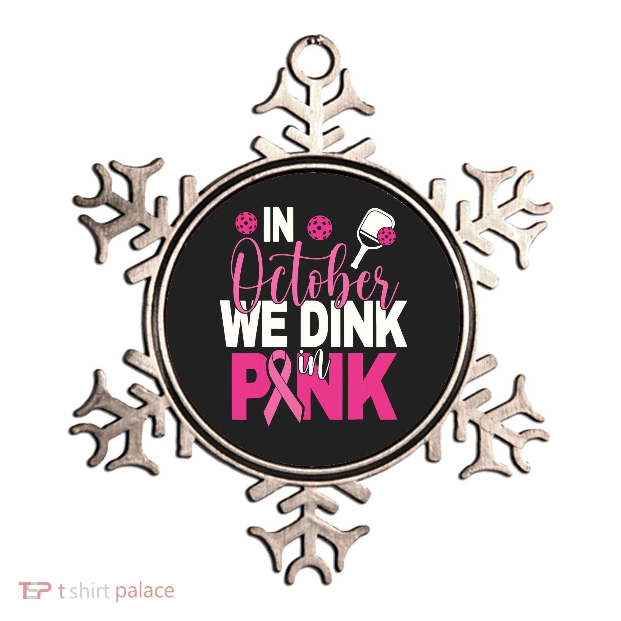 Pickleball In October We Dink In Pink Breast Cancer Ornament
