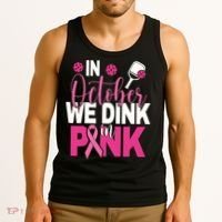 Pickleball In October We Dink In Pink Breast Cancer Tank Top thumb 3