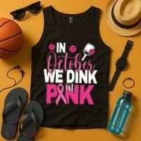 Pickleball In October We Dink In Pink Breast Cancer Tank Top thumb 4