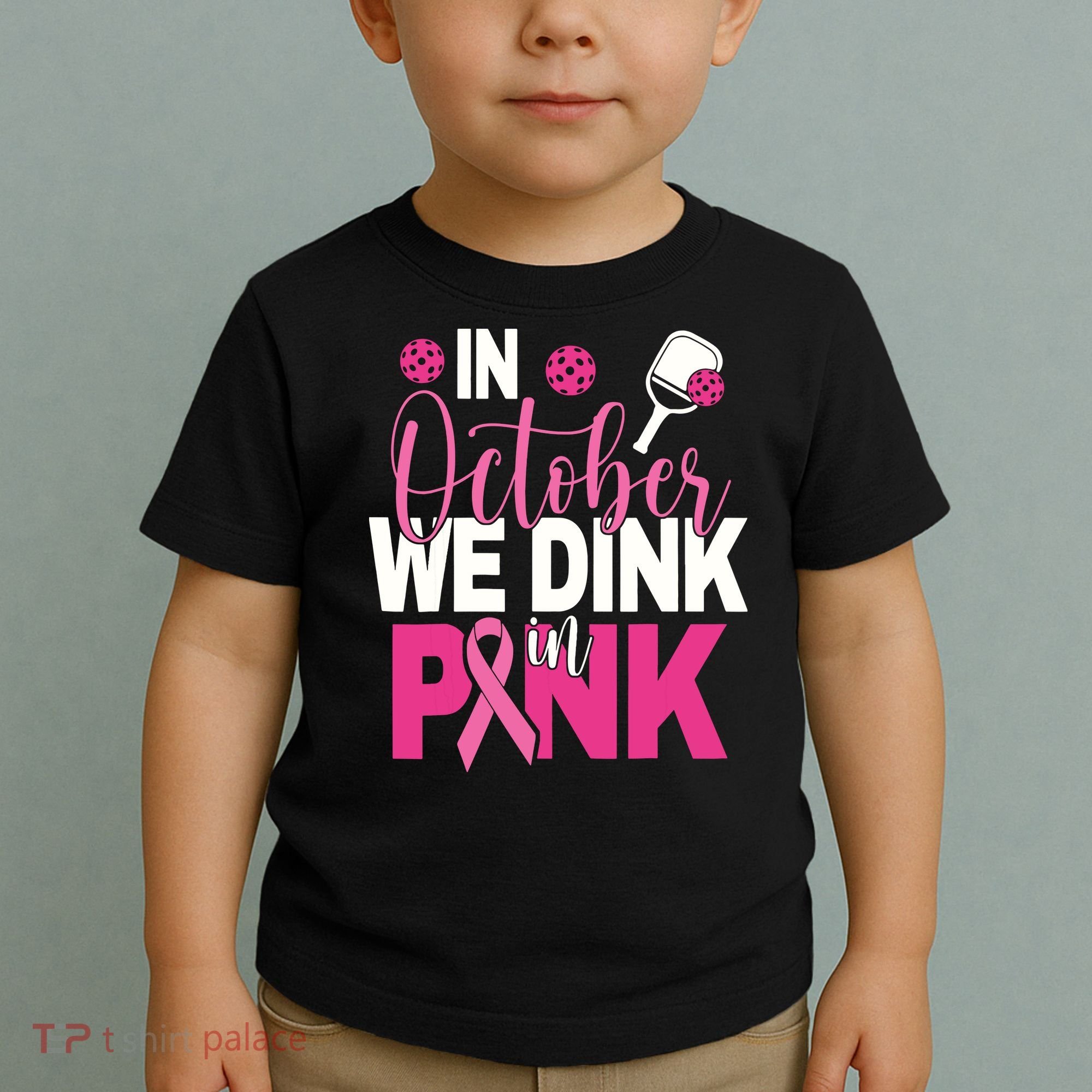 Pickleball In October We Dink In Pink Breast Cancer Toddler T-Shirt