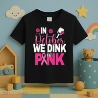 Pickleball In October We Dink In Pink Breast Cancer Toddler T-Shirt thumb 3
