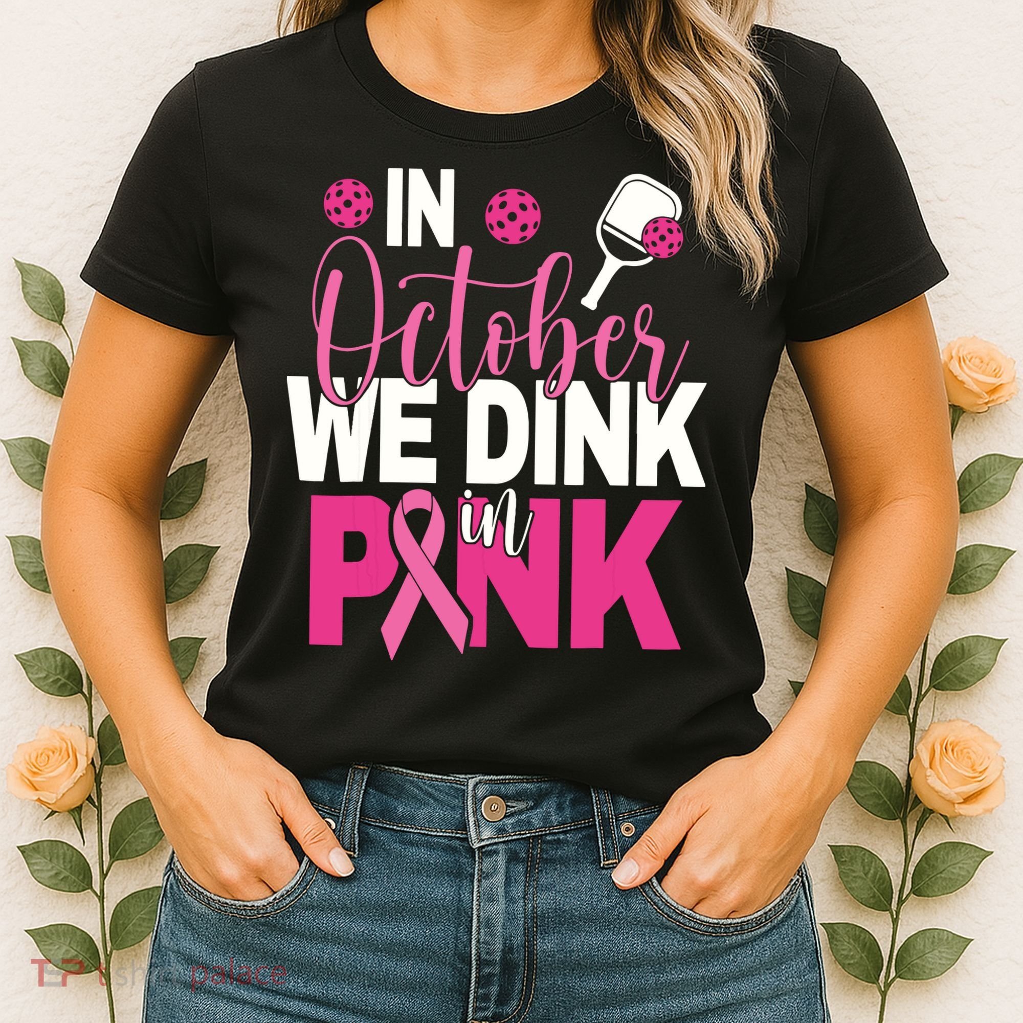 Pickleball In October We Dink In Pink Breast Cancer Women's T-Shirt