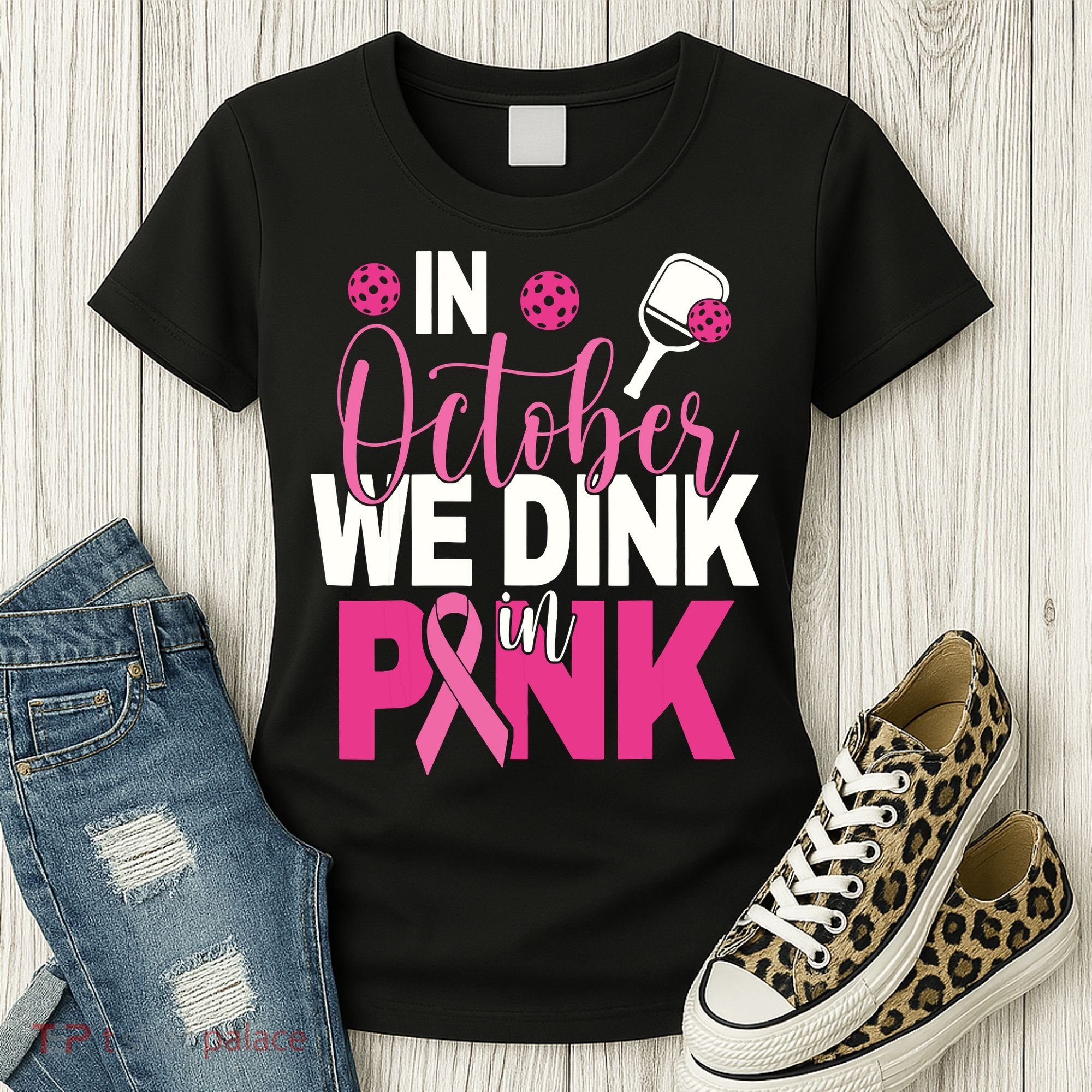 Pickleball In October We Dink In Pink Breast Cancer Women's T-Shirt