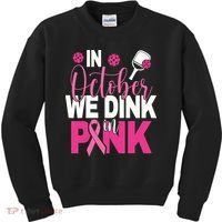 Pickleball In October We Dink In Pink Breast Cancer Kids Sweatshirt thumb 0