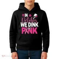 Pickleball In October We Dink In Pink Breast Cancer Kids Hoodie thumb 4