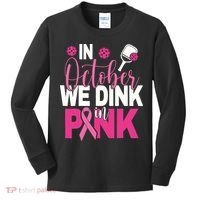 Pickleball In October We Dink In Pink Breast Cancer Kids Long Sleeve Shirt thumb 0