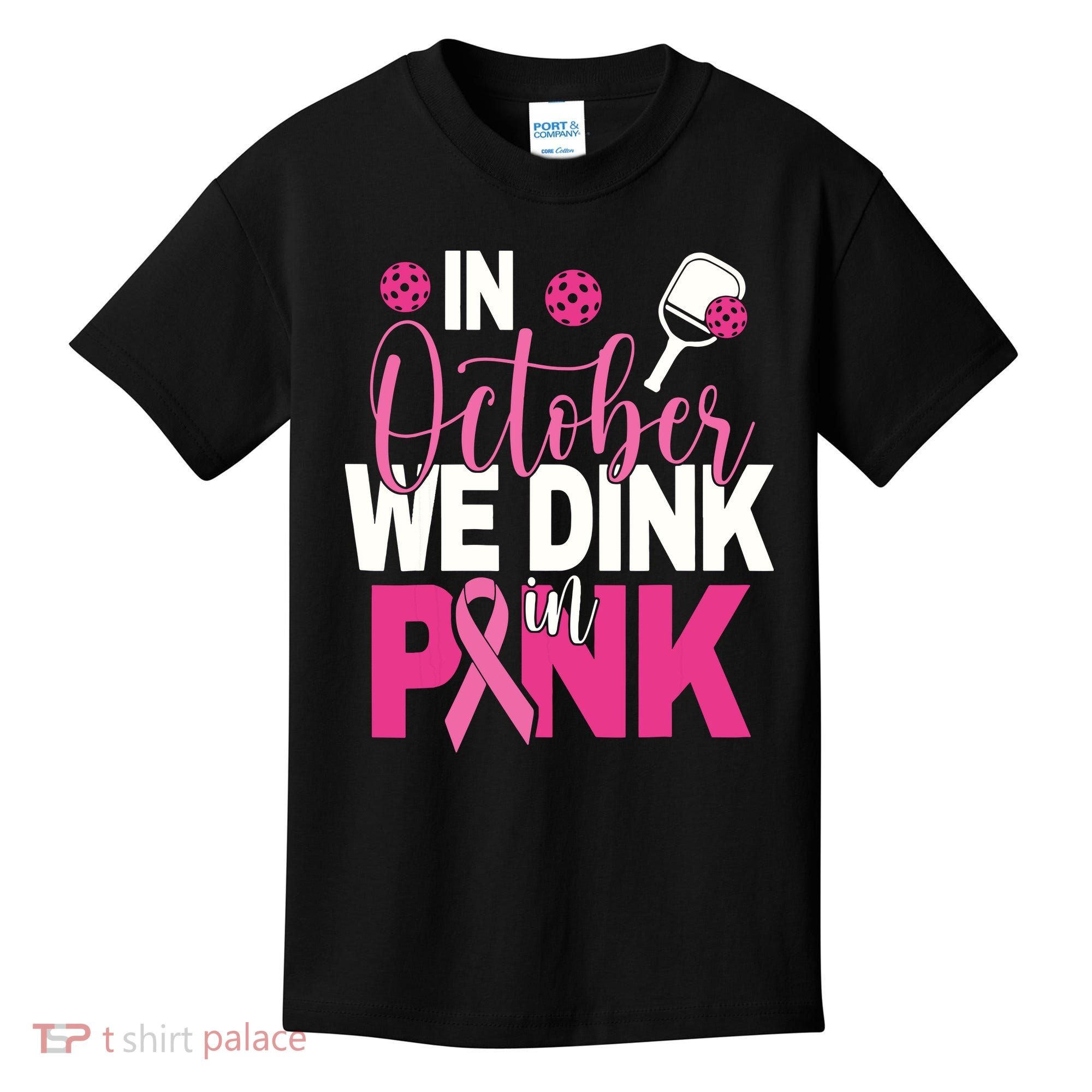 Pickleball In October We Dink In Pink Breast Cancer Kids T-Shirt