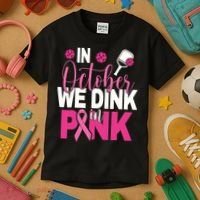 Pickleball In October We Dink In Pink Breast Cancer Kids T-Shirt thumb 3
