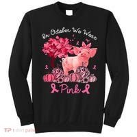 Pig In October We Wear Pink Pumpkin Breast Cancer Sweatshirt thumb 0