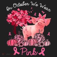 Pig In October We Wear Pink Pumpkin Breast Cancer Hat thumb 2