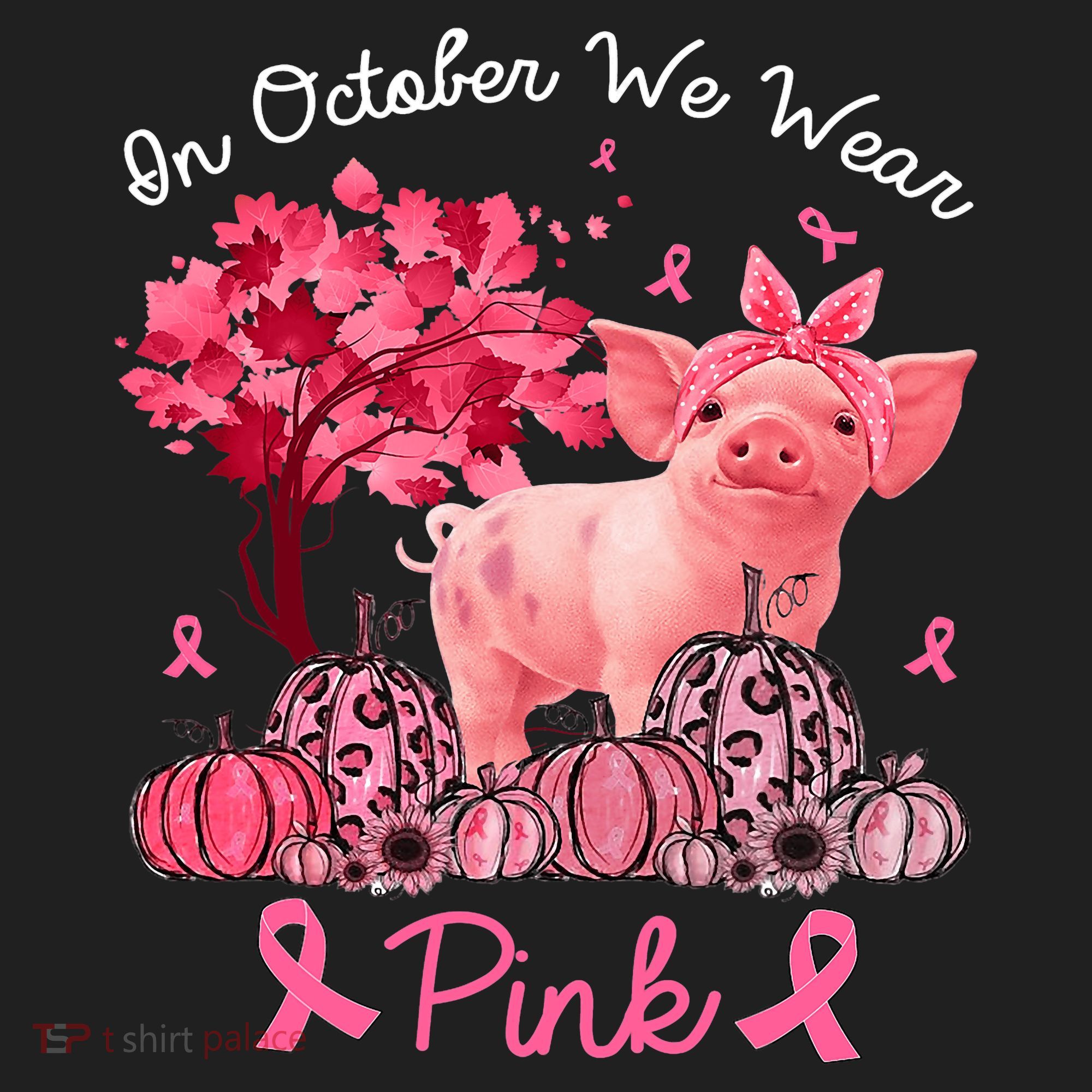 Pig In October We Wear Pink Pumpkin Breast Cancer Hat