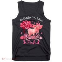 Pig In October We Wear Pink Pumpkin Breast Cancer Tank Top thumb 0