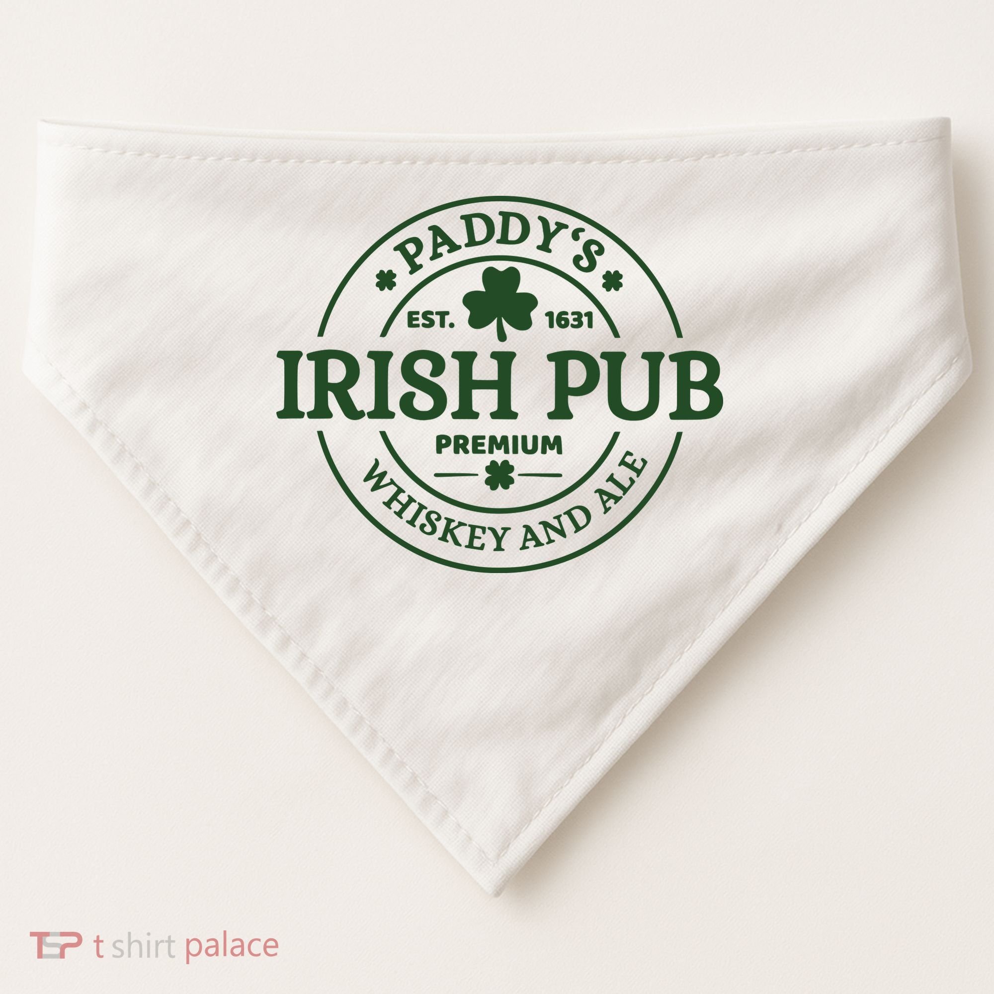 Paddy's Irish Pub Est 1631 Whiskey And Ale Irish St Patrick's Day USA-Made Doggie Bandana