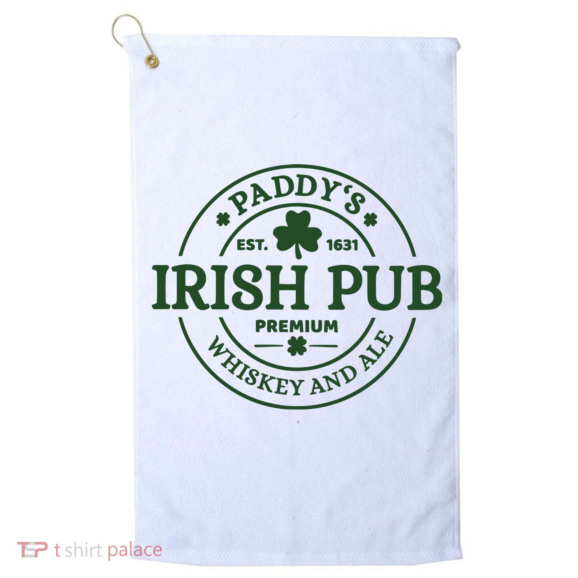 Paddy's Irish Pub Est 1631 Whiskey And Ale Irish St Patrick's Day Golf Towel