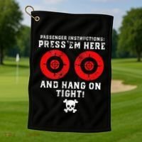 Passenger Instructions Press Em Here Golf Towel thumb 1