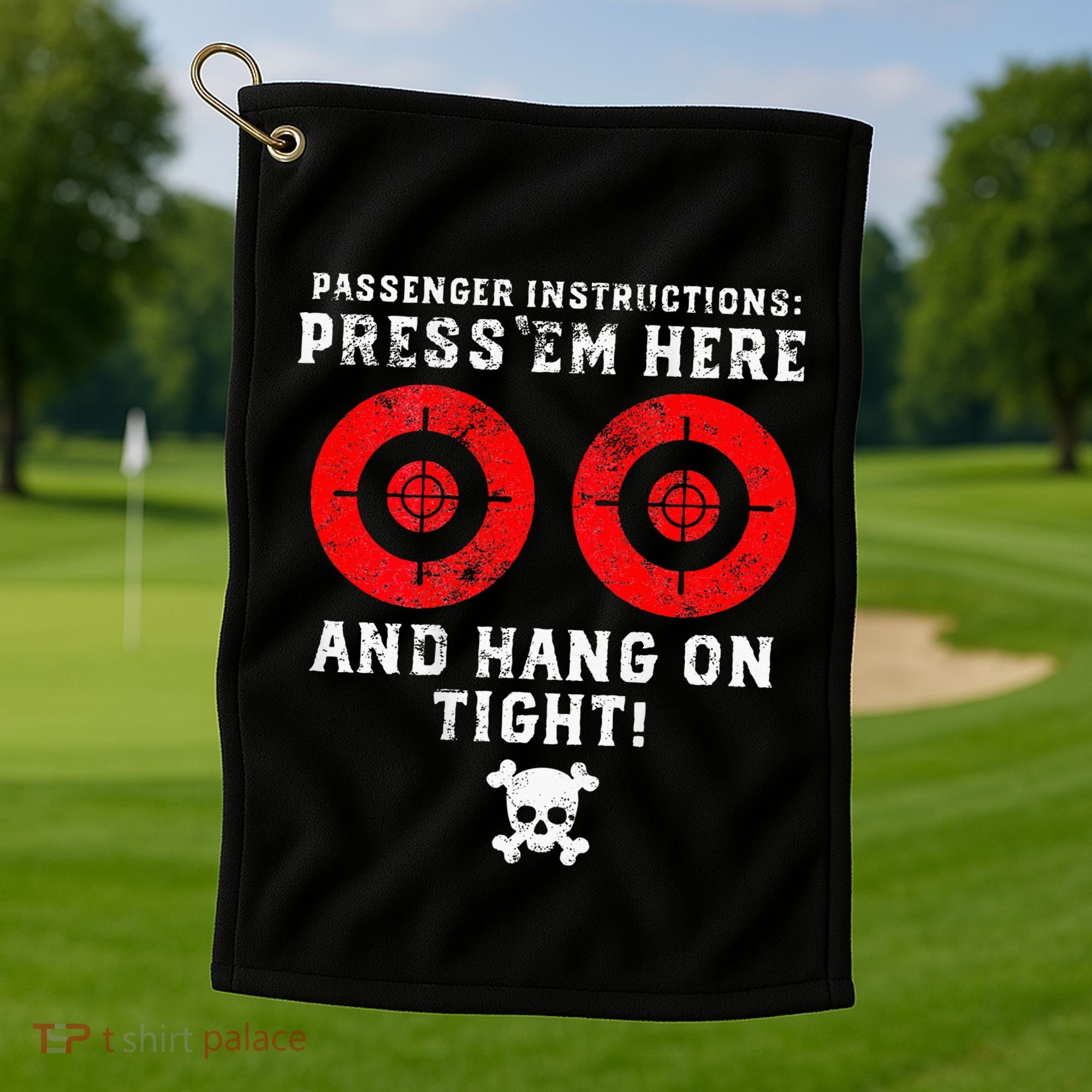 Passenger Instructions Press Em Here Golf Towel