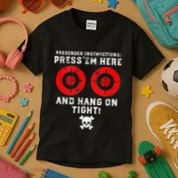 Passenger Instructions Press Em Here Kids T-Shirt thumb 3
